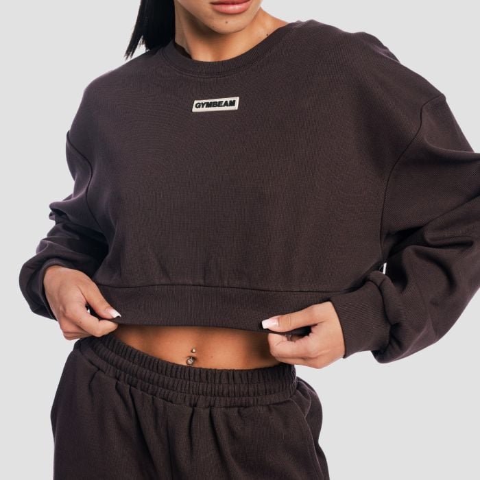 Felpa da Donna Cropped Aura Tee Brown - GymBeam M