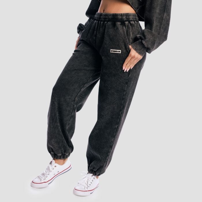 Joggers da Donna Aura Washed Black - GymBeam M
