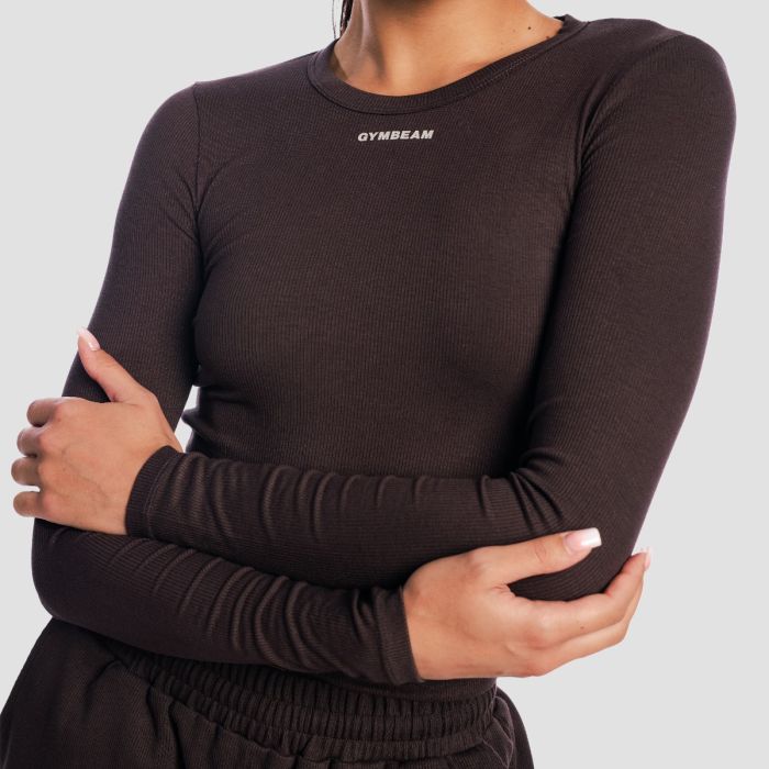 T-Shirt da Donna a Maniche Lunghe Aura Tee Brown - GymBeam XL