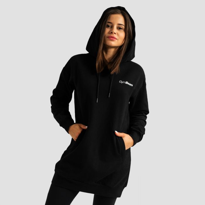 Felpa con Cappuccio Lunga da Donna Limitless Black - GymBeam S