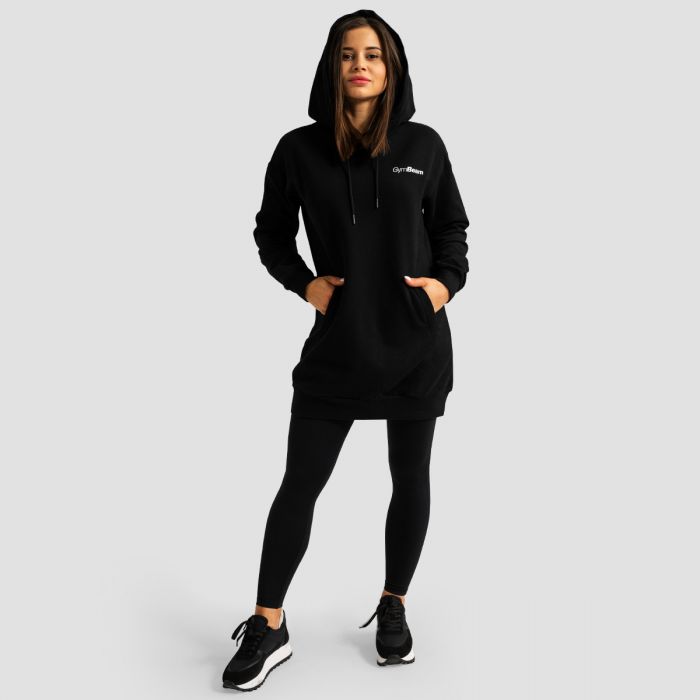 Felpa con Cappuccio Lunga da Donna Limitless Black - GymBeam S