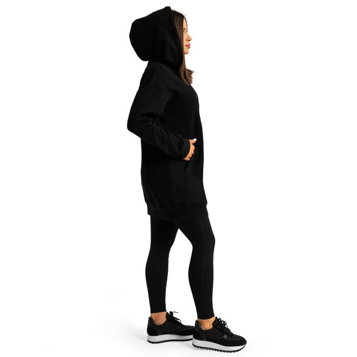 Felpa con Cappuccio Lunga da Donna Limitless Black - GymBeam S
