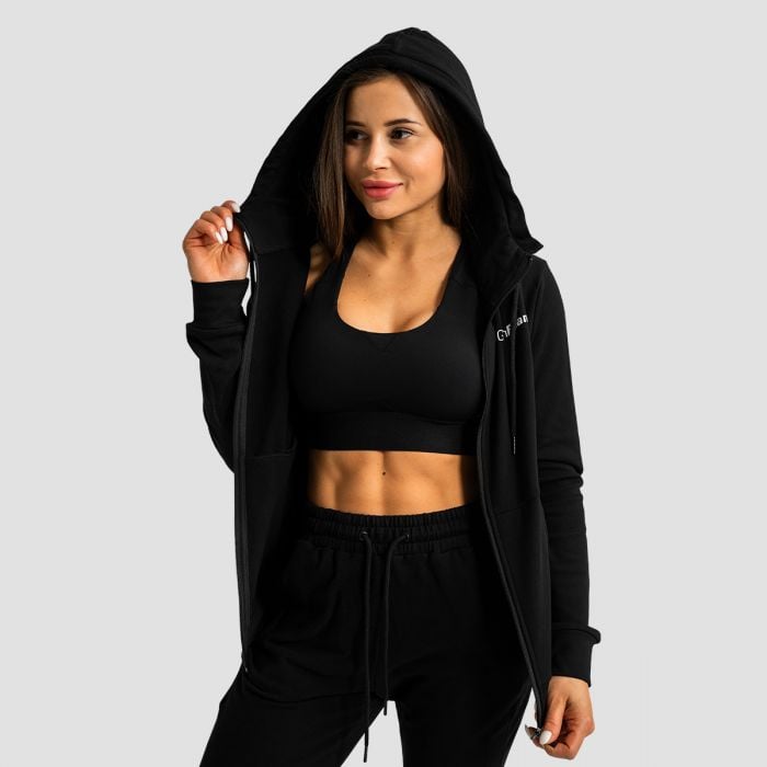 Felpa con Cappuccio e Zip da Donna Limitless Black - GymBeam XS