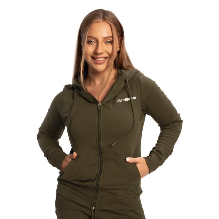 Felpa con Cappuccio e Zip da Donna Limitless Espresso - GymBeam L