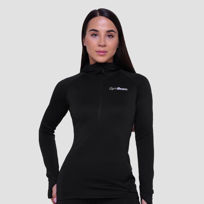 Felpa 1/2 Zip Pulse Running da Donna Black - GymBeam XS