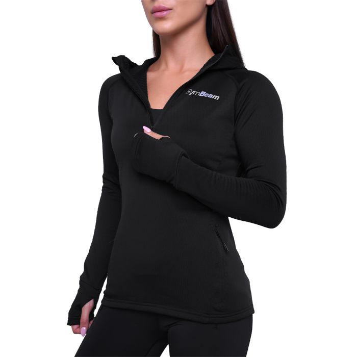 Felpa 1/2 Zip Pulse Running da Donna Black - GymBeam XS