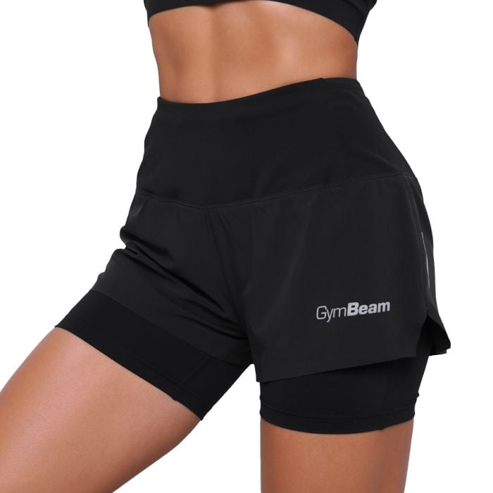 Pantaloncini 2in1 Pulse Running da Donna Black - GymBeam XL