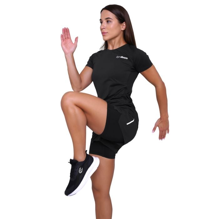 Pantaloncini 2in1 Pulse Running da Donna Black - GymBeam XL