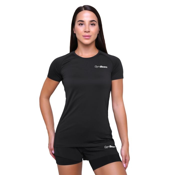 T-Shirt Pulse Running da Donna Black - GymBeam XL