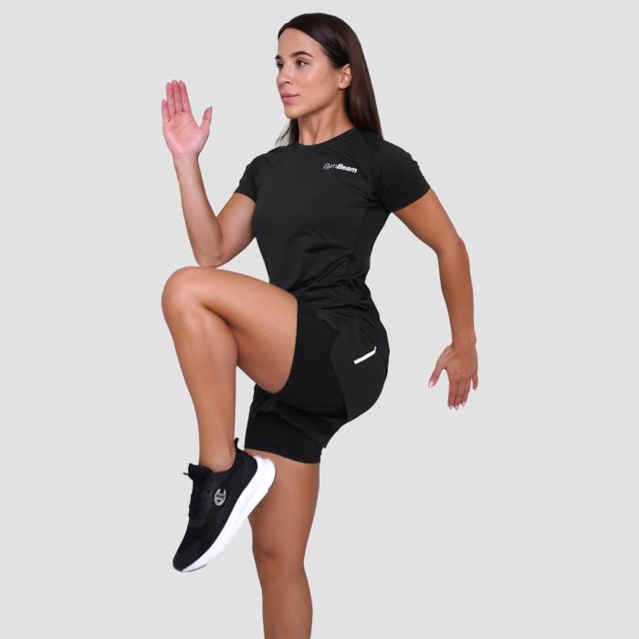 T-Shirt Pulse Running da Donna Black - GymBeam XL