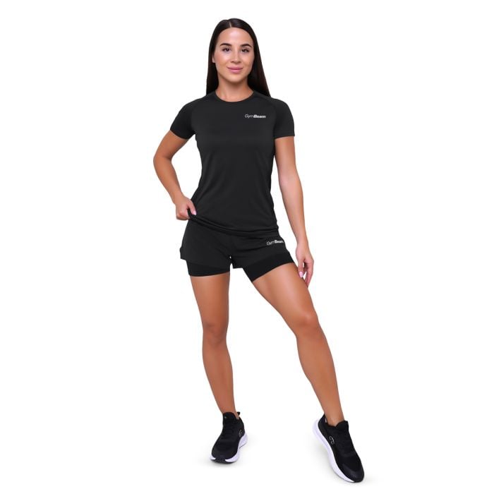 T-Shirt Pulse Running da Donna Black - GymBeam XL