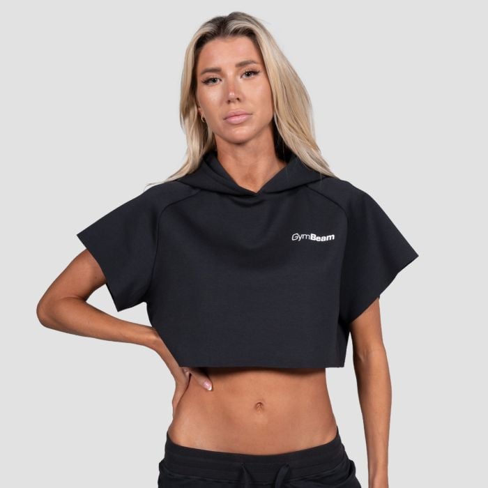 Felpa Cropped da Donna Relay Black - GymBeam S