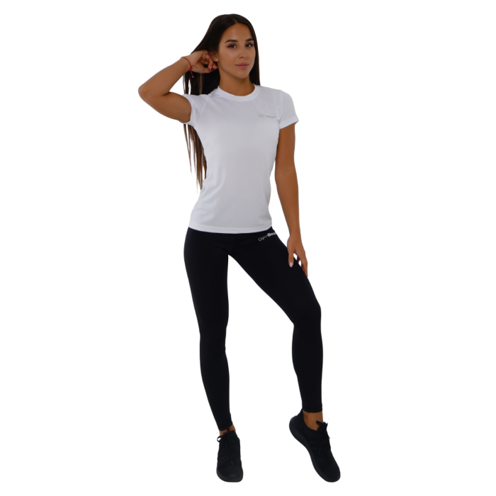 Maglietta TRN Bianca da Donna - GymBeam XL - Logo Bianco + Argento