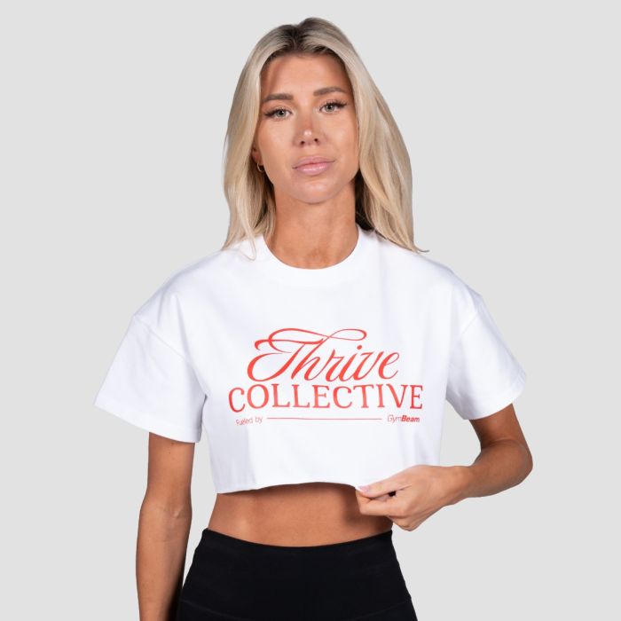 Crop Top Thrive White - GymBeam L