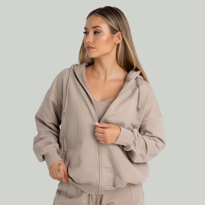 Felpa con Cappuccio e Zip da Donna Taupe - STRIX XS