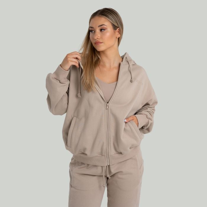Felpa con Cappuccio e Zip da Donna Taupe - STRIX XS