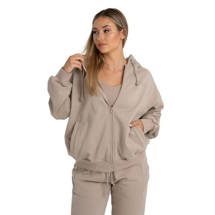 Felpa con Cappuccio e Zip da Donna Taupe - STRIX XS