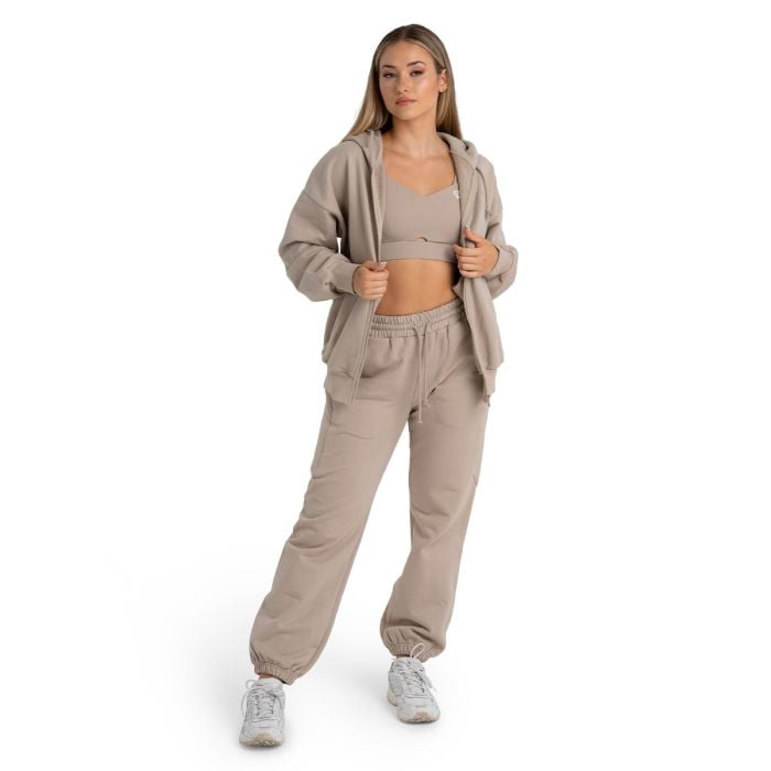 Felpa con Cappuccio e Zip da Donna Taupe - STRIX XS