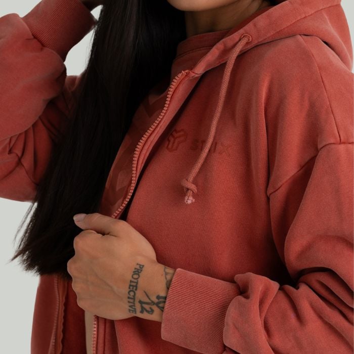 Felpa con Cappuccio e Zip Slavata da Donna Terra - STRIX L