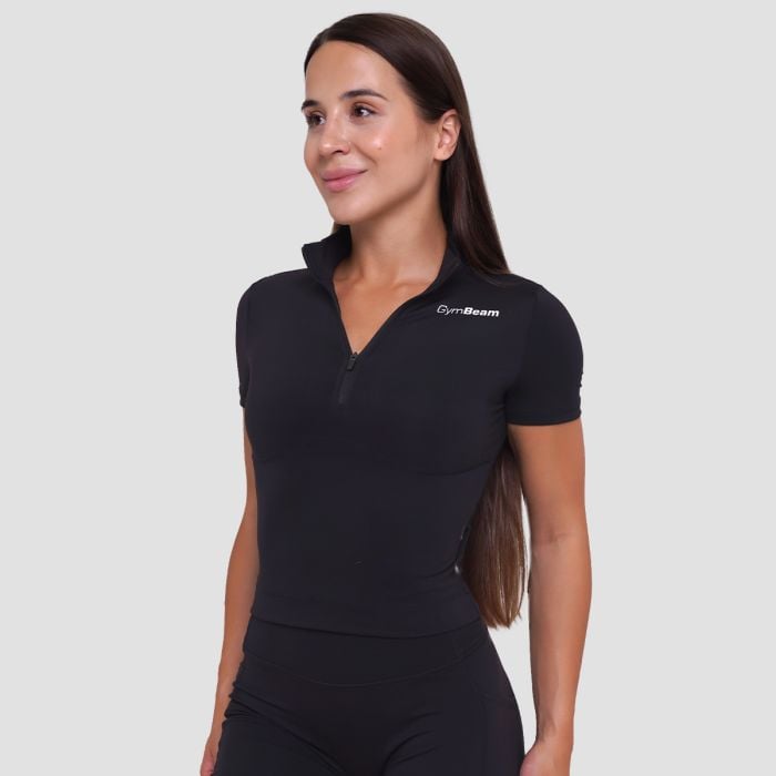 T-Shirt Cropped Ignite da Donna Black - GymBeam XL