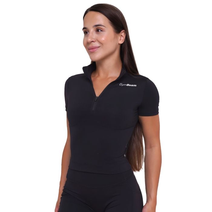 T-Shirt Cropped Ignite da Donna Black - GymBeam XL