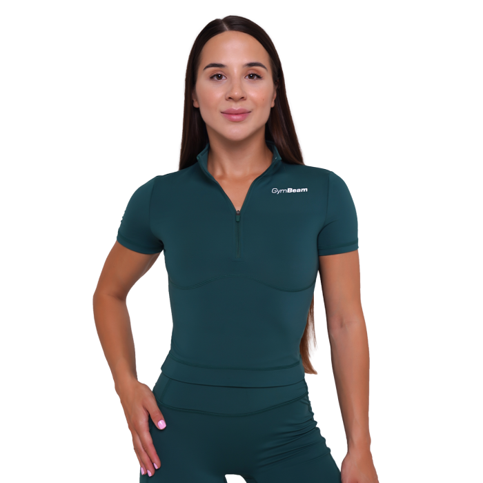 T-Shirt Cropped Ignite da Donna Dark Green - GymBeam L