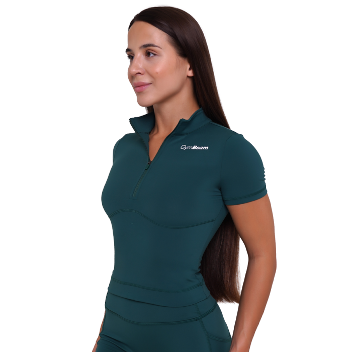 T-Shirt Cropped Ignite da Donna Dark Green - GymBeam L