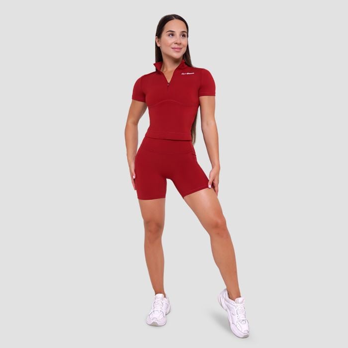 T-Shirt Cropped Ignite da Donna Dark Red - GymBeam L