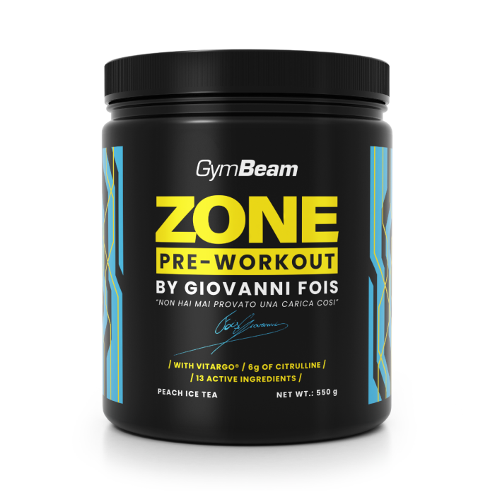 ZONE Pre-workout by Giovanni Fois – GymBeam Tè Freddo alla Pesca - 550 g