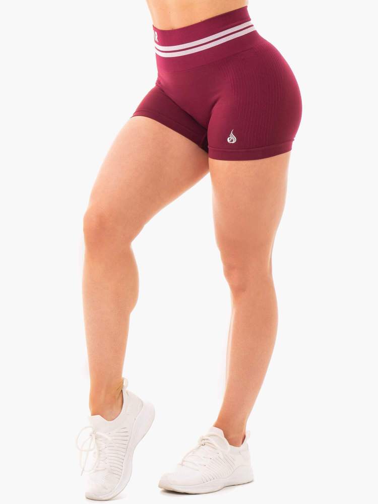 Pantaloncini a vita alta Freestyle da donna, burgundy - Ryderwear