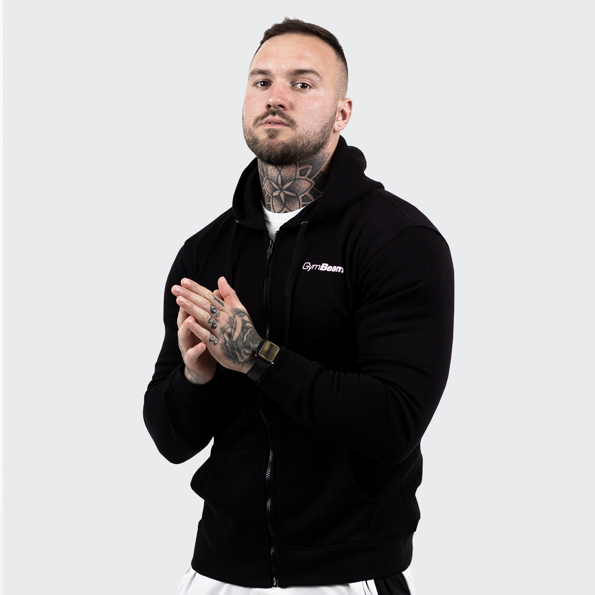 Felpa da uomo Zipper Hoodie Black - GymBeam