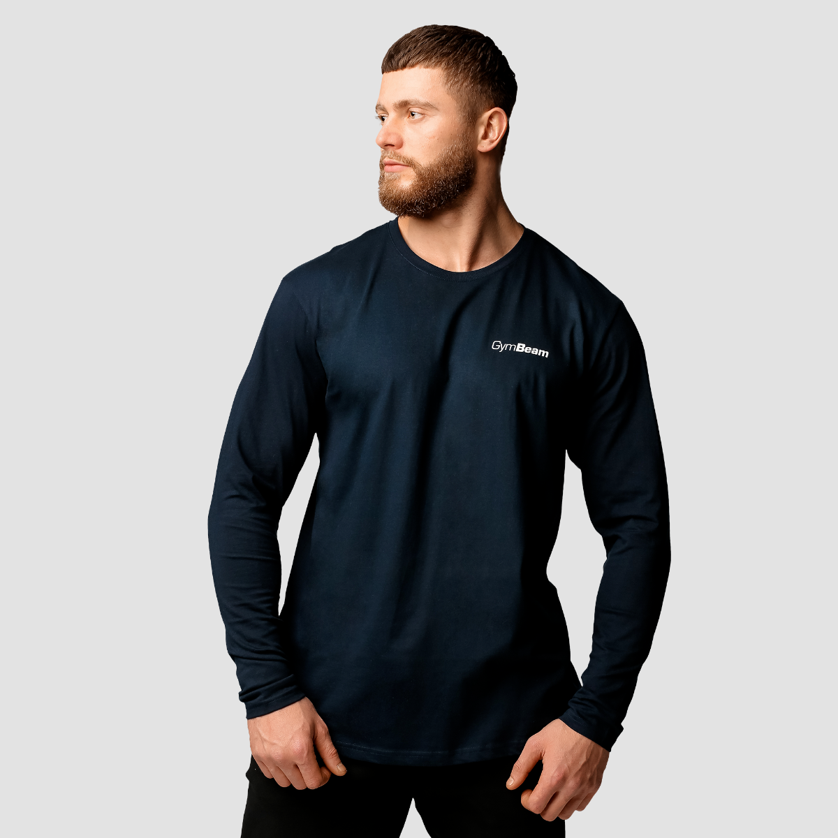 Maglia a Maniche Lunghe da Uomo Basic Navy - GymBeam