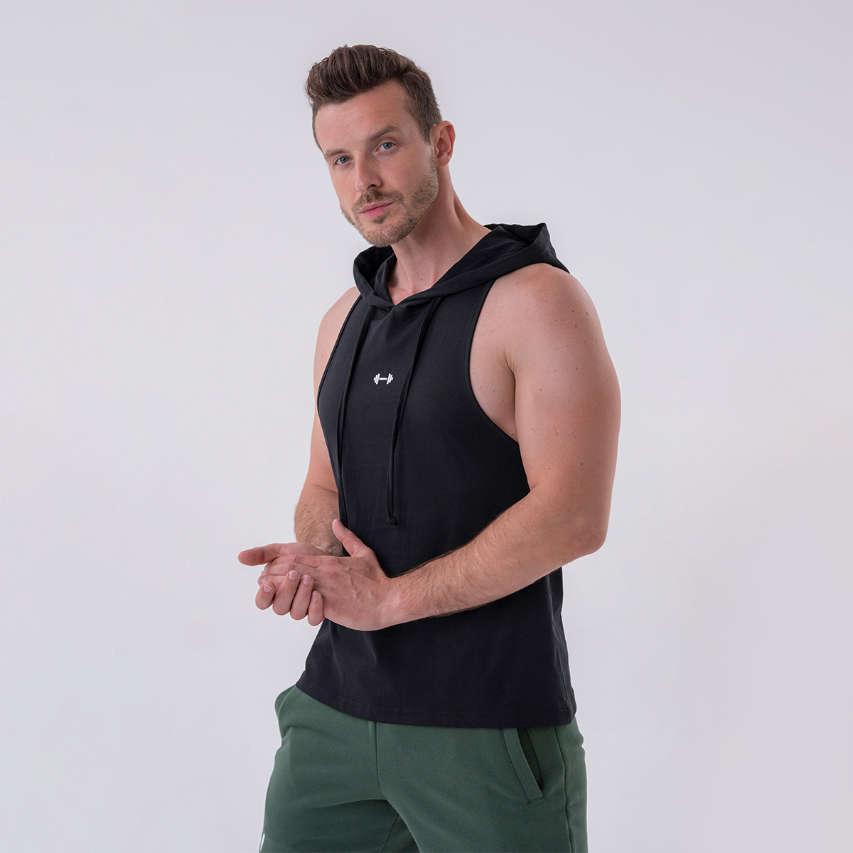 Canotta Hoodie Tank Top da Uomo Black - NEBBIA