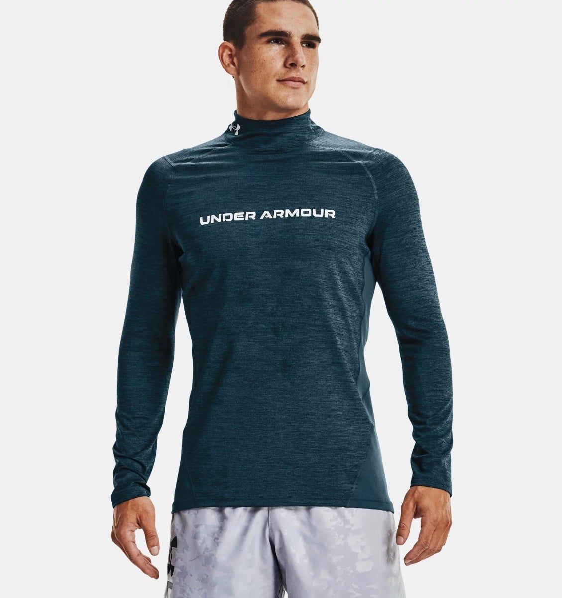 Maglietta ColdGear Armour Fitted Mock a maniche lunghe da uomo Twst Blue - Under Armour