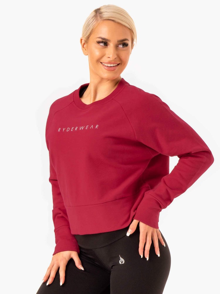 Felpa da Donna Motion Sweater Wine Red - Ryderwear