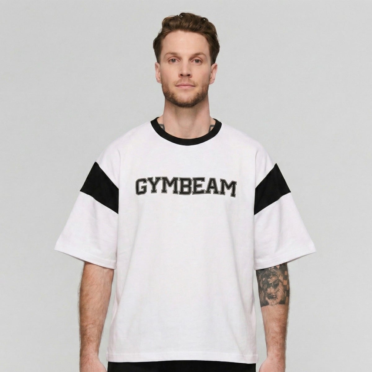 Maglietta Heavyweight Premium Varsity White-Black - GymBeam