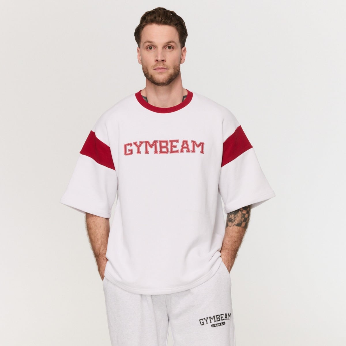 Maglietta Heavyweight Premium Varsity White - GymBeam
