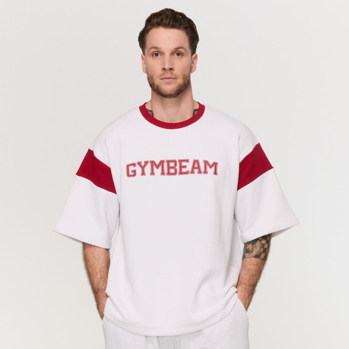Maglietta Heavyweight Premium Varsity White - GymBeam