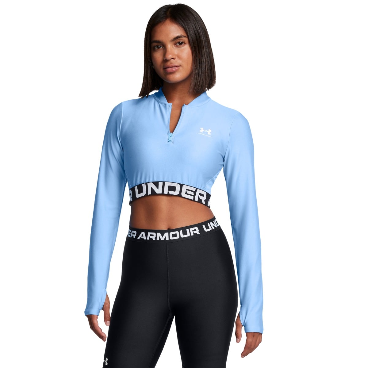 Top HeatGear Rib con Zip Blue - Under Armour