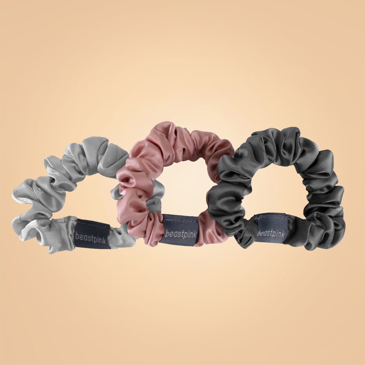 Set di 3 Elastici per Capelli in Raso - BeastPink