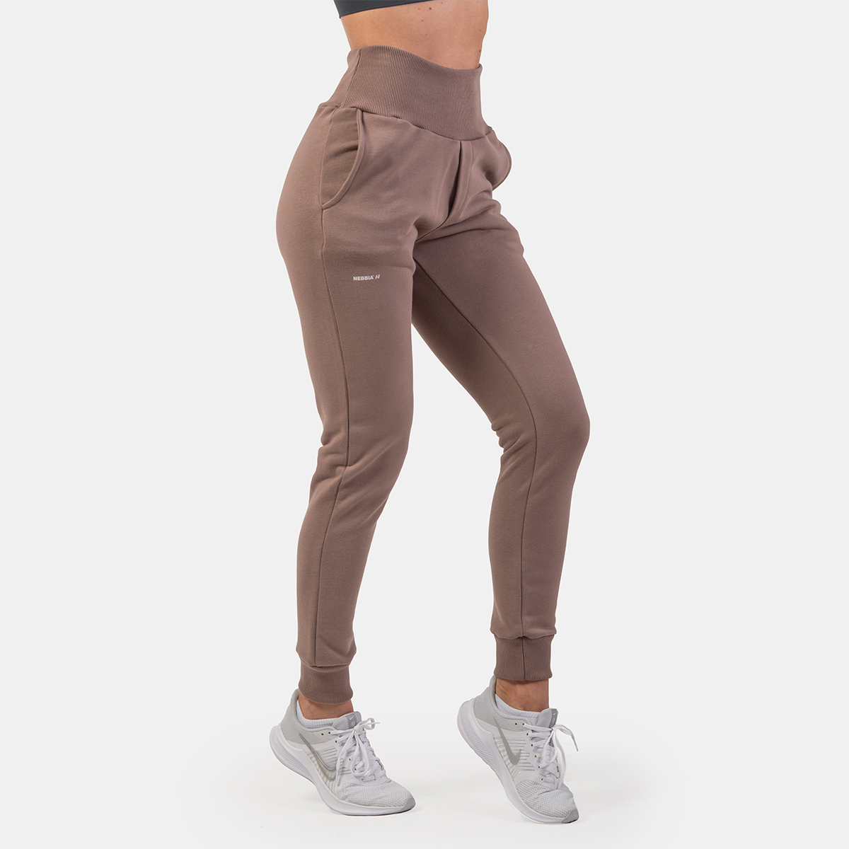 NEBBIA Pantaloni da Jogging Loose Fit a Vita Alta da Donna Brown S