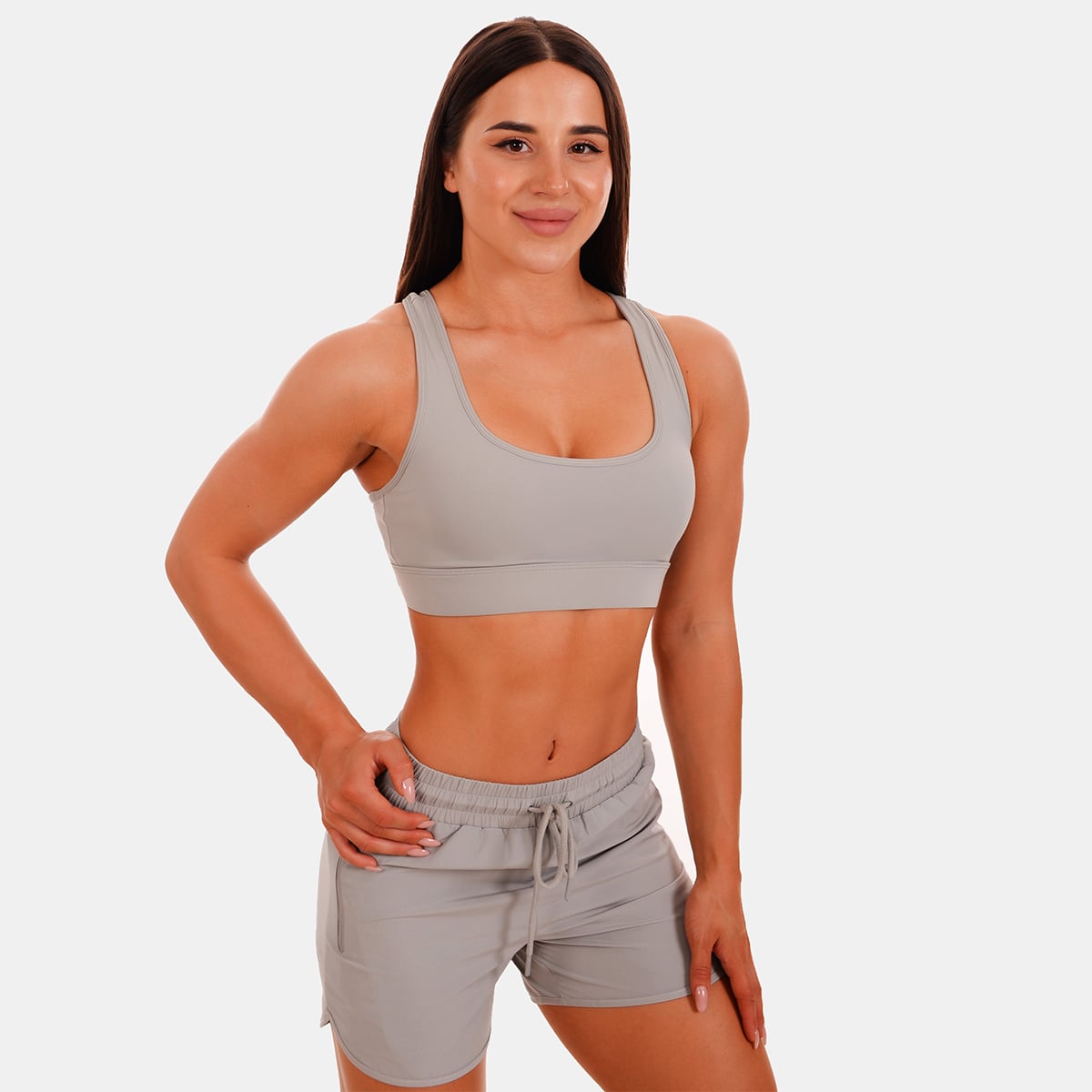 Reggiseno sportivo Mesh Panel Grey - GymBeam