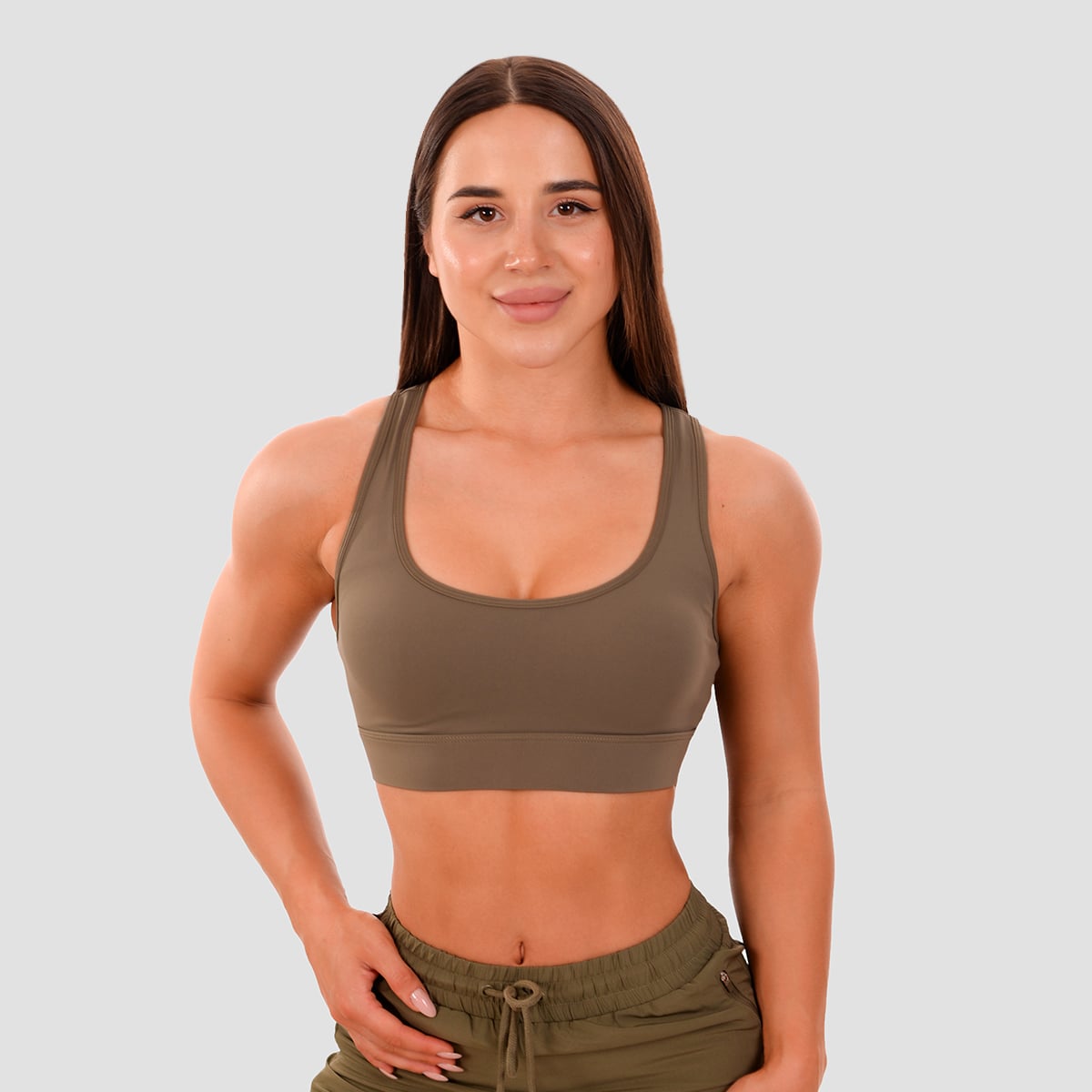 Reggiseno sportivo Mesh Panel Olive - GymBeam