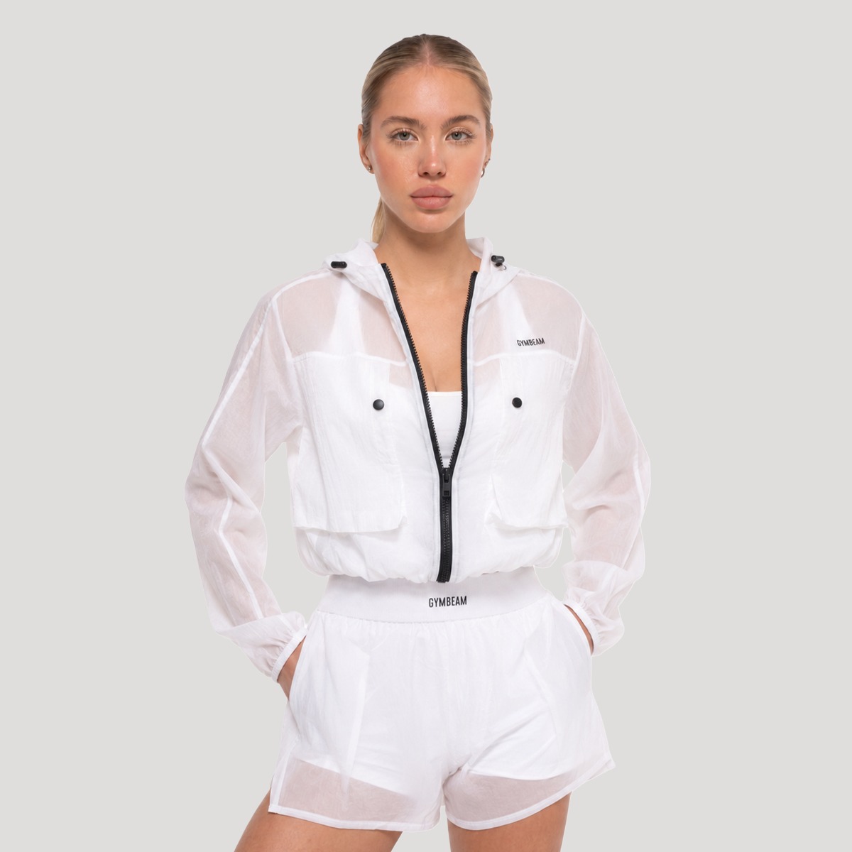 Giacca Flow White - GymBeam