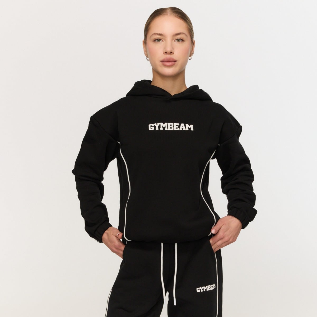 Felpa con Cappuccio da Donna Varsity Black - GymBeam