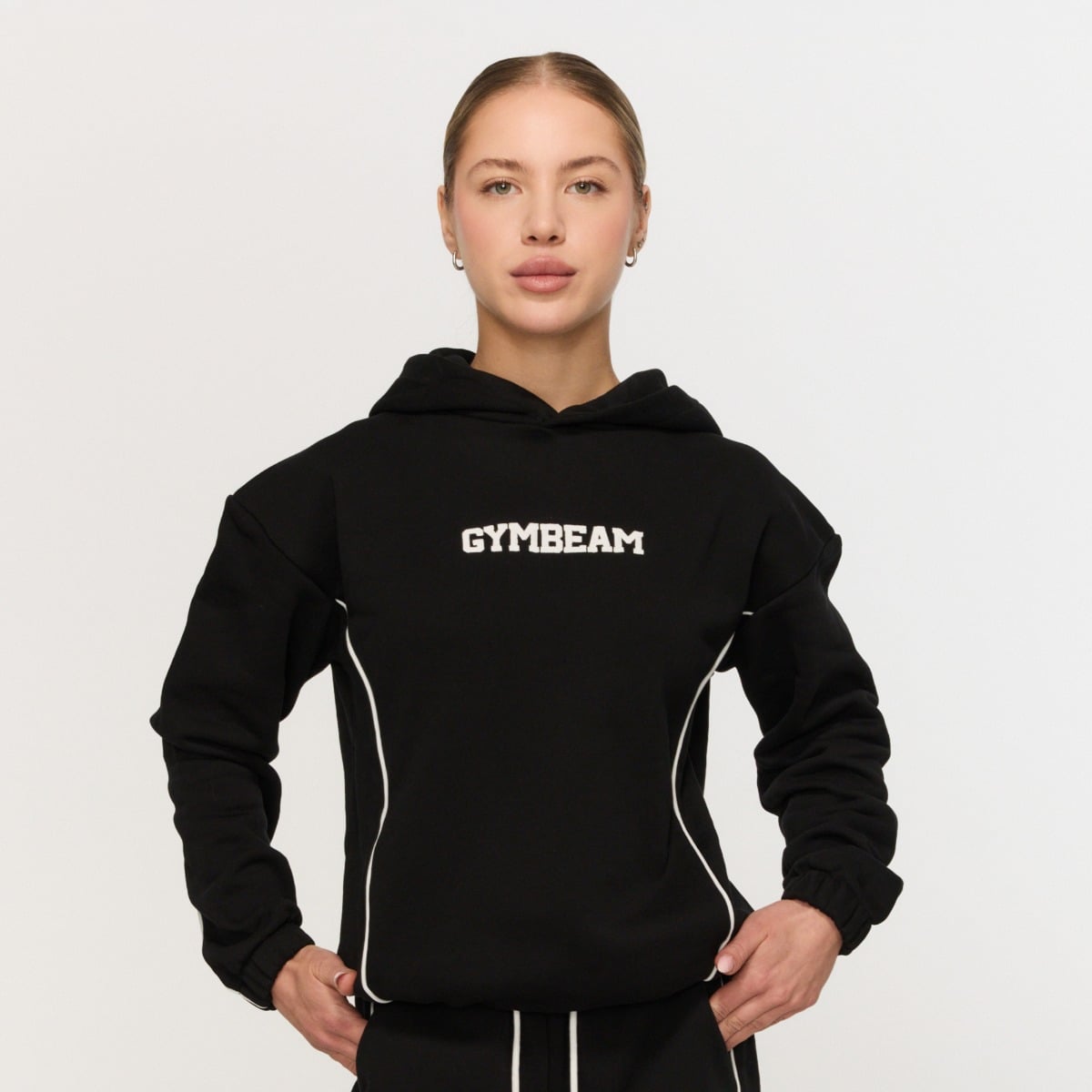 Felpa con Cappuccio da Donna Varsity Black - GymBeam