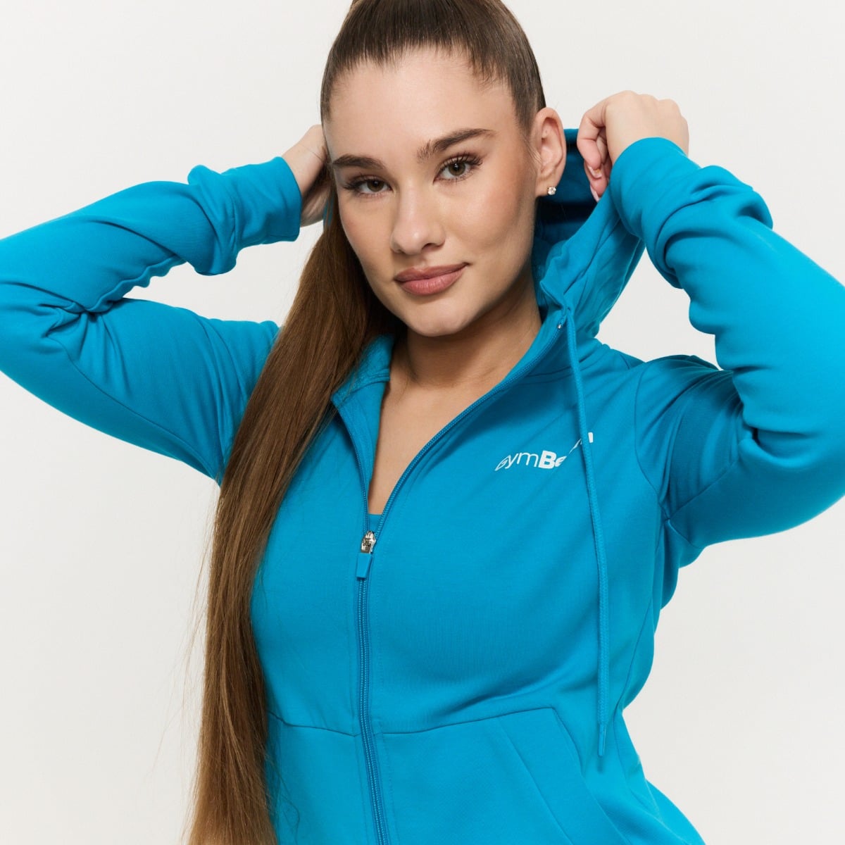 Felpa con Cappuccio e Zip da Donna Limitless Aquamarine - GymBeam