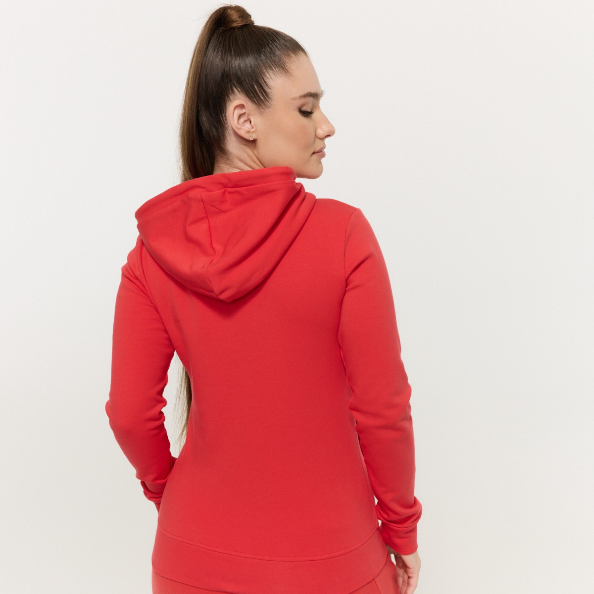 Felpa con Cappuccio e Zip da Donna Limitless Hot Red - GymBeam