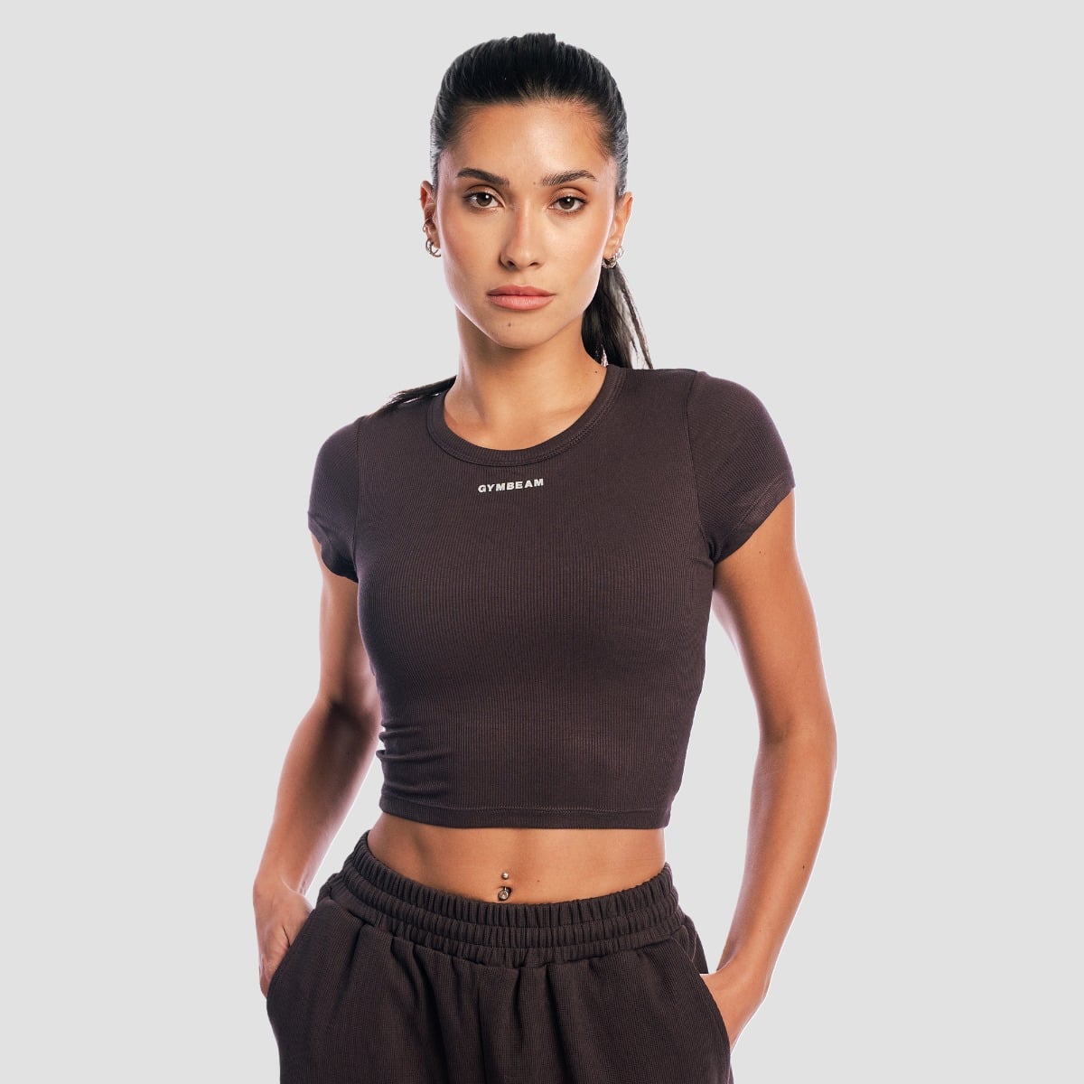 T-Shirt da Donna Cropped Aura Tee Brown - GymBeam