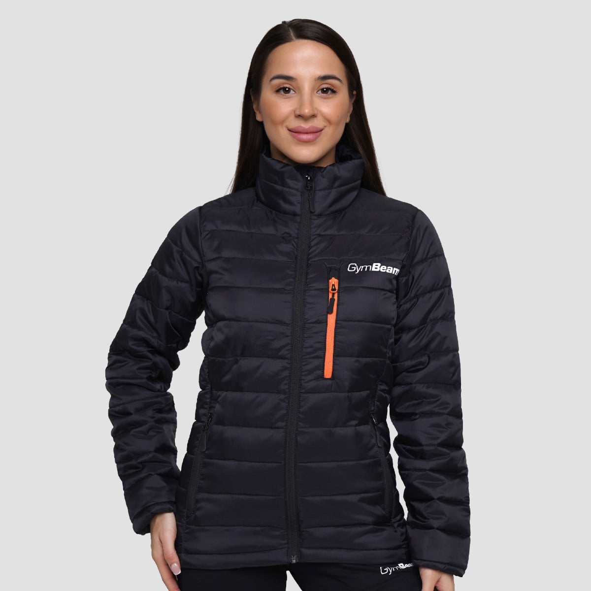Piumino Puffer da Donna Black/Orange - GymBeam